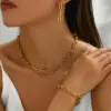 Wholesale 304 Stainless Steel U Shape PVD Coated 18K Real Gold Plated Elegant Simple Style Waterproof Non Tarnish Gold Bracelets Necklace