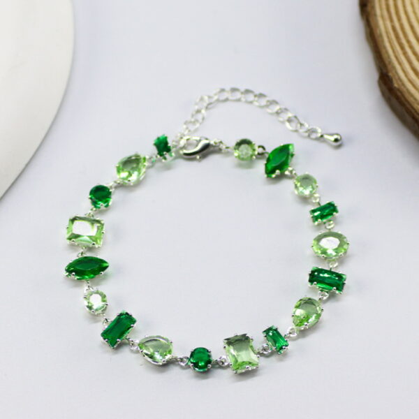 Wholesale Shijia's New Oval Zircon Bracelet for Women, Emerald Streamer Crystal Candy Bracelet, Light Luxury and High-End Feel