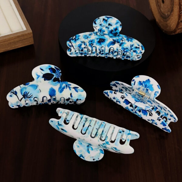 Wholesale New Blue and White Porcelain Pattern Hairpin, Retro Blue and White Gripper, Elegant Elegant, Hair Claw on the Back of the Head, Shark Clip Headwear