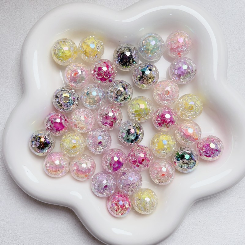 Wholesale 16mm High uv Electroplated Bursting Sugar Beads diy Handmade Mobile Phone Chain Keychain Beaded Material Aessories
