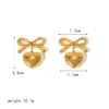 Wholesale 1 Pair Elegant Simple Style Heart Shape Bow Knot Plating 304 Stainless Steel 18K Gold Plated Drop Earrings