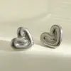 Wholesale 18K Gold Plated 304 Stainless Steel Vacuum Electroplating (In Furnace) Heart-Shaped Three-Dimensional Earrings Valentine's Day Gift