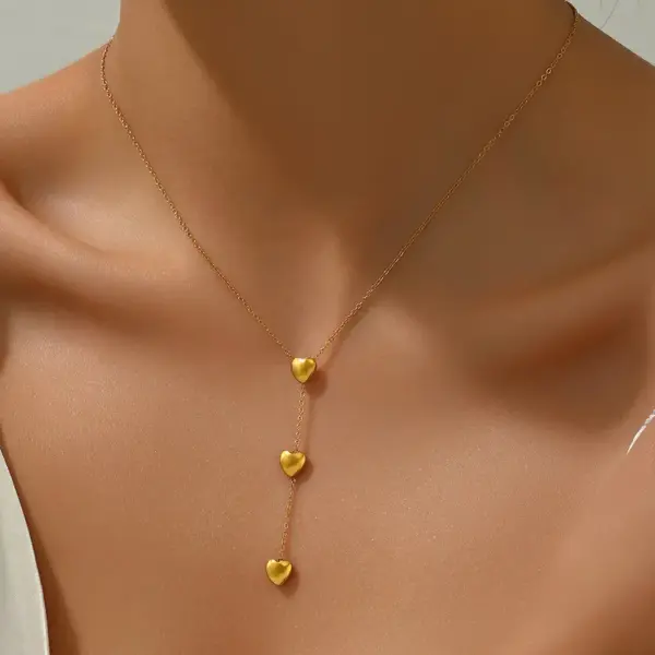 Wholesale Jewelry Casual Heart Shape 304 Stainless Steel Polishing Plating Stainless Steel Necklaces