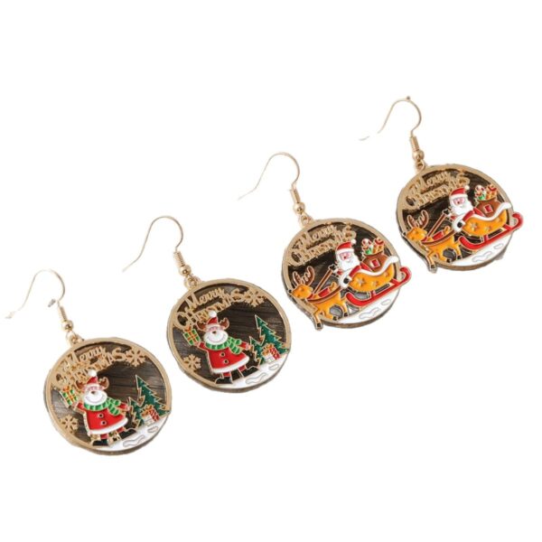 Wholesale Christmas-themed gold round earrings