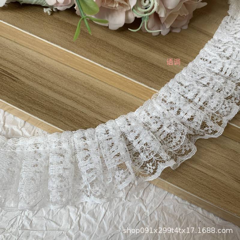 Wholesale Double-layer White Lace Pleated High-quality Clothing Collar Cus Lace Aessories Handmade DIY Clothing Decorative Fabric