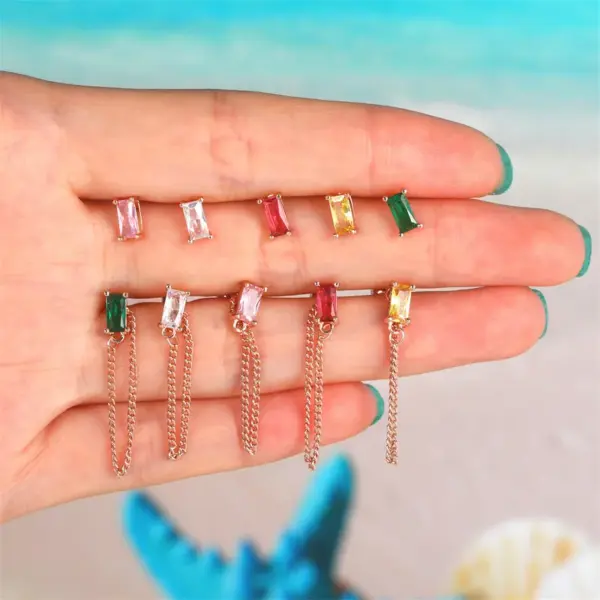 Wholesale Ear Cartilage Rings & Studs Simple Style Geometric Brass Gem