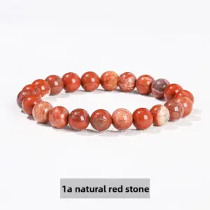 1a Natural Red Stone Bracelet / Diameter 8.1-8.8mm (about 21-23 Pieces)
