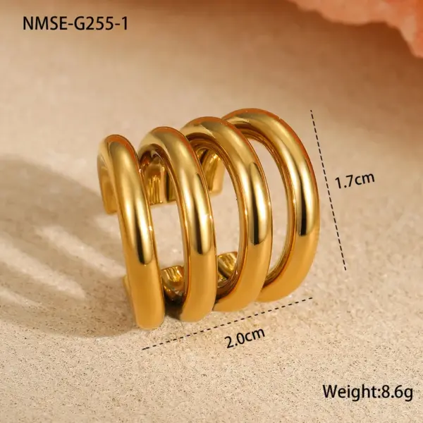Wholesale PVD Coated Real Gold Plated Semicircle 304 Stainless Steel Modern Style Sweet Waterproof Non Tarnish Ear Cuffs