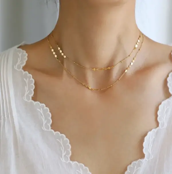 Wholesale 304 Stainless Steel Solid Color PVD Coated 18K Real Gold Plated Simple Style Waterproof Non Tarnish Plating Cable Chain Lobster Trigger Clasp Closure Gold Necklace