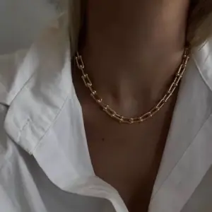 Wholesale Jewelry Casual Streetwear U Shape 304 Stainless Steel 18K Gold Plated Cuban Link Chain Curb Chain Chain Necklace