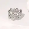 oly-2f6897bdafaf054fff261184f34d5dc0 Wholesale PVD Coated Real Gold Plated 18K Gold Flower 304 Stainless Steel IG Style Pastoral Simple Style Waterproof Non Tarnish Open Rings
