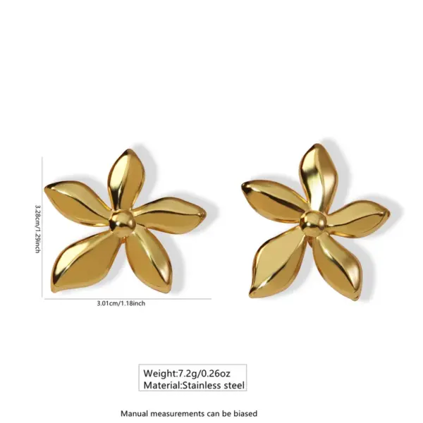 Wholesale 1 Pair Sweet Flower Plating 304 Stainless Steel Imitation Gold Electroplating Ear Studs