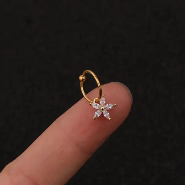 316L Stainless Steel Copper Ear Cartilage Rings & Studs Heart Waterproof Non Tarnish Surgical Steel