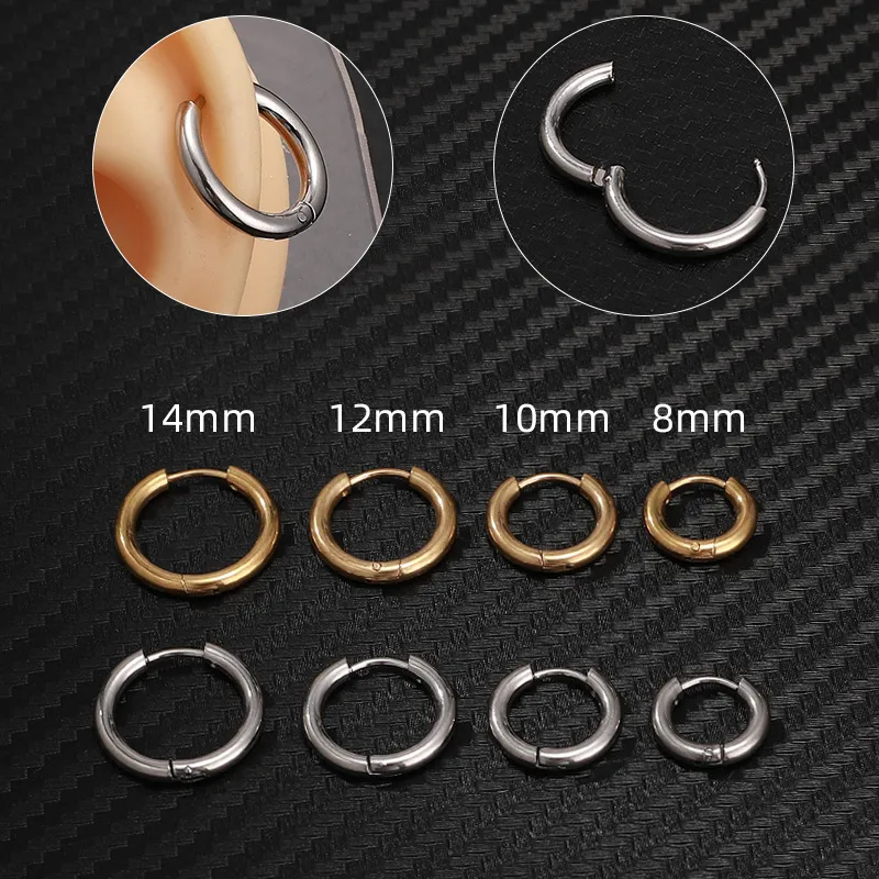 Wholesale 1 Piece Stainless Steel Stone-Free Ear Cartilage Rings & Studs Solid Color Plating 18K Real Gold Plated