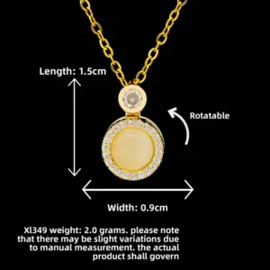 XL349 Rotating Round Cat's Eye Stone Necklace / Gold