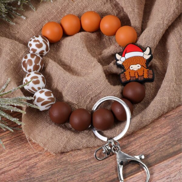 Wholesale Christmas Cute Silicone Beaded Keychain Bag Pendant Accessories Christmas Gift