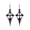 Wholesale Cross-border Foreign Trade Amazon Gothic Earrings Punk Style Cross Pattern Metal Red Rhinestone Ear Hanging