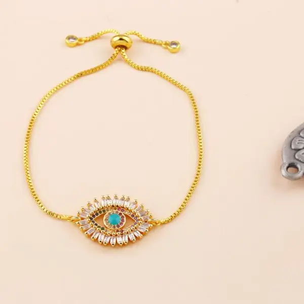 Wholesale Fashion Geometric Copper 18k Gold Plated Artificial Gemstones Bracelets In Bulk