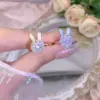 Wholesale Copper Plating Inlay Rabbit Four Leaf Clover Flower Zircon Copper Rings