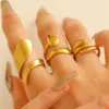 304 Stainless Steel Geometric Water Droplets Rack Plated Long-Lasting Plated Ion Plating (IP) K Gold Plated IG Style Enamel Plating Adjustable Ring