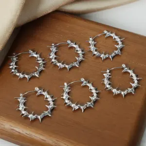 304 Stainless Steel Solid Color PVD Coated 18K Real Gold Plated Real Gold Plated 18K Gold Hip-Hop Cool Style Waterproof Non Tarnish Silver Earrings