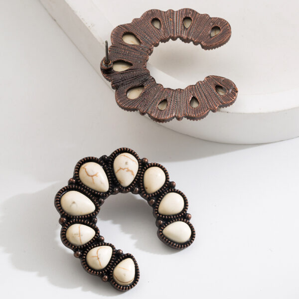 oly-2f82490e18e870116757cc0e8aa4da7e Wholesale European and American Creative New Ethnic Style Earrings Vintage Alloy Plated Ancient Silver Diamond Turquoise Geometric Pendant Earrings for Women