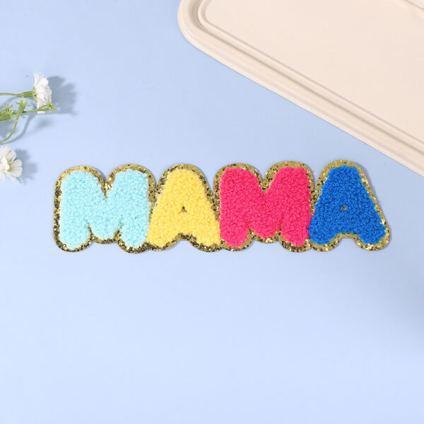 Wholesale English Letter Mama Pattern Embroidered Clothing Accessories Embroider Patch Patch Free Sewing Hot Melt Glue Ironing