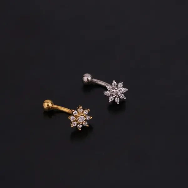 316L Stainless Steel Copper Zircon Ear Cartilage Rings & Studs Flower Waterproof Non Tarnish Surgical Steel
