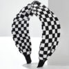 Wholesale Fashion chessboard Plaid Jane wide edge fabric headband 1PCs