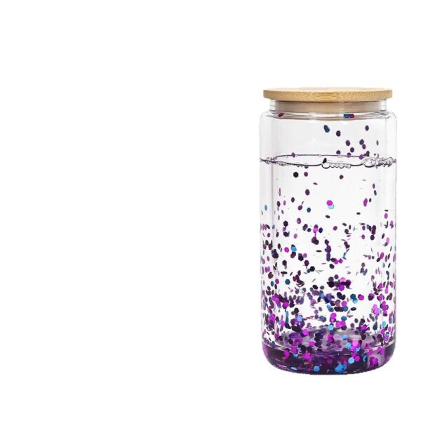 Wholesale Foreign Trade New 16oz Christmas Series Glitter Powder Glitter DIY Double-Layer Plastic Mason Cup Straw Cup Anti-Fall