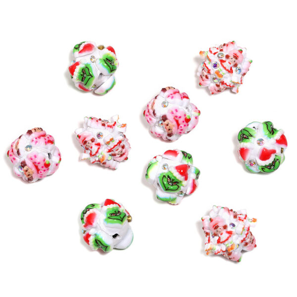 Wholesale Christmas resin clay loose beads, heavy-duty through-hole beads, DIY holiday beaded pen accessories