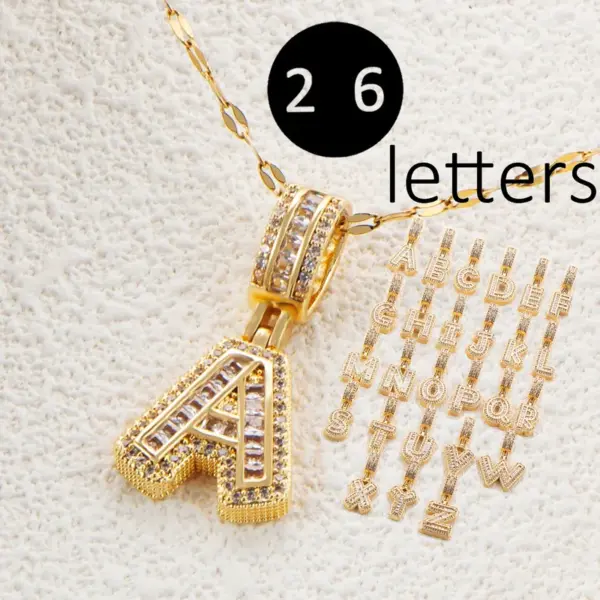 Wholesale Stainless Steel 18K Gold Plated Hip-Hop Simple Style Plating Inlay Letter Zircon Pendant Necklace