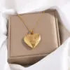 PVD Coated Real Gold Plated 18K Heart Shape 304 Stainless Steel Sweet Simple Style Waterproof Non Tarnish Pendant Necklace Locket