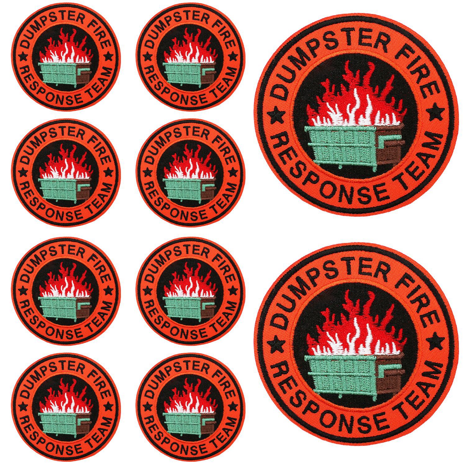 Wholesale Flame-shaped trash can embroidered fabric patch