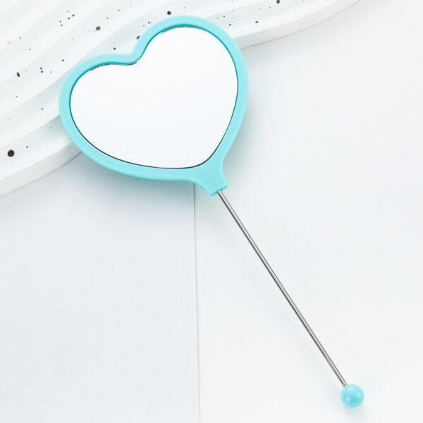 Wholesale New DIY Beaded Handle Mirror Handheld Makeup Mirror Portable Single Dressing Mirror Plastic Love Makeup Mirror
