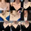 Wholesale Fashion Letter Heart Shape Titanium Steel Inlay Zircon Pendant Necklace 1 Piece