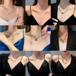 Wholesale Fashion Letter Heart Shape Titanium Steel Inlay Zircon Pendant Necklace 1 Piece