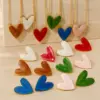 Wholesale 316 Stainless Steel Heart Shape PVD Coated Stone-Free Real Gold Plated Simple Style Classic Style Waterproof Non Tarnish White Pink Red Earrings Necklace