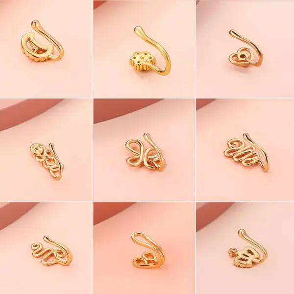 Fashion Star Moon Crown Copper Plating Zircon Nasal Splint 1 Piece Nose Pin