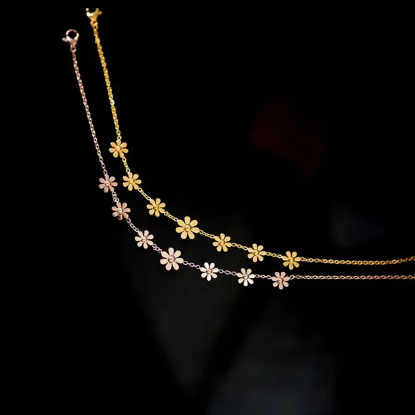 Simple Style Flower Titanium Steel Wholesale Anklet