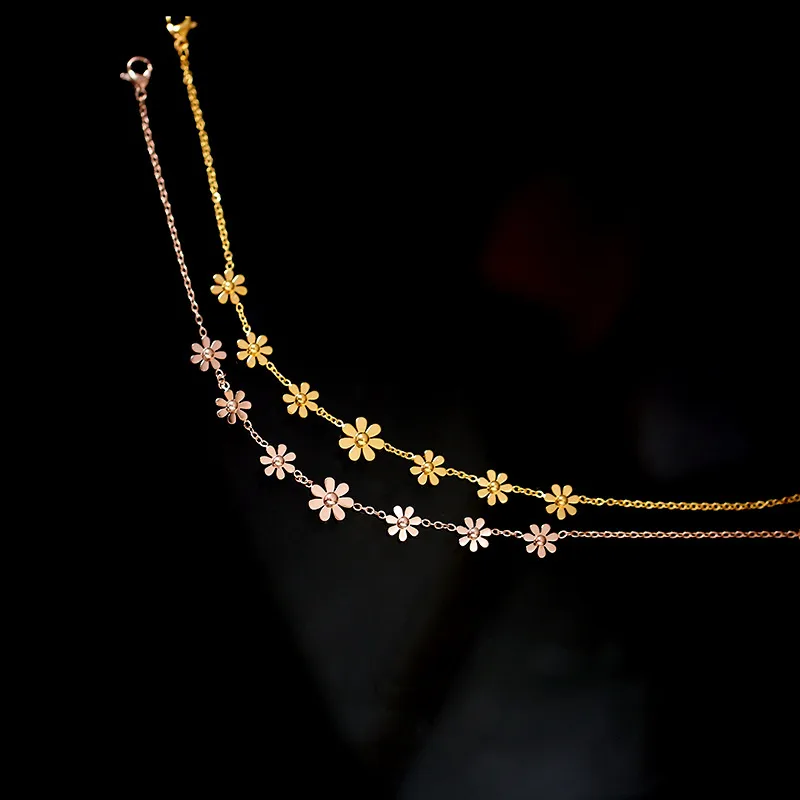 Wholesale Simple Style Flower Titanium Steel Wholesale Anklet