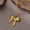 Wholesale Jewelry Luxurious Queen Classic Style Flower Bow Knot 304 Stainless Steel Ball Chain Cable Chain Snake Chain Pendant Necklace