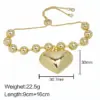 Wholesale Simple Style Heart Shape Copper Plating Gold Plated Bracelets