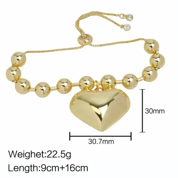Wholesale Simple Style Heart Shape Copper Plating Gold Plated Bracelets