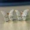 Wholesale Fashion Earrings Micro-encrusted Zircon Butterfly Copper Earrings