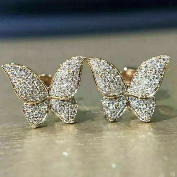 Wholesale Fashion Earrings Micro-encrusted Zircon Butterfly Copper Earrings
