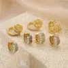 1 Piece Retro Shiny Round Star Inlay Copper Artificial Pearls Zircon Ear Clips