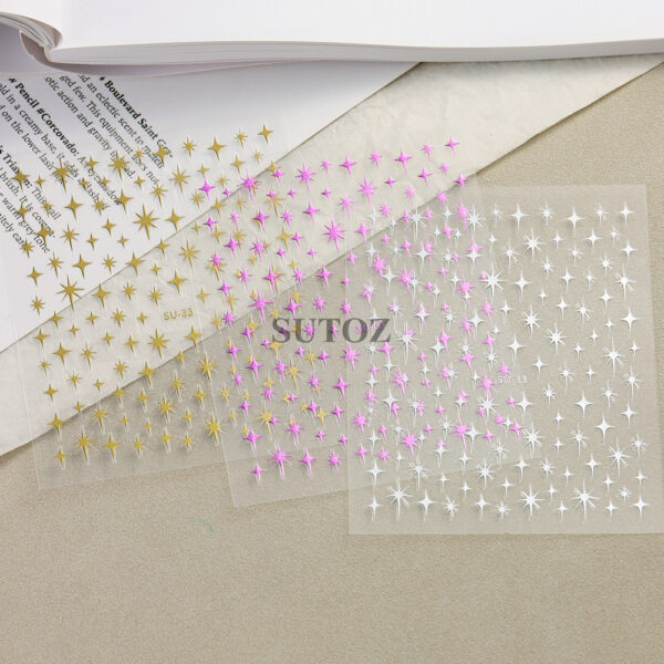 Wholesale Nail Art Stickers Sparkling Four-Pointed Star Fairy Nail 3D Adhesive Stickers