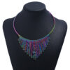 oly-2fc103fe75cd5c53e26dba61b257e772 Wholesale New European and American long tassel metal collar clavicle chain fan-shaped colorful short necklace trend punk style
