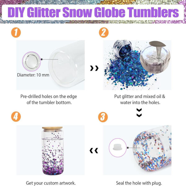 Wholesale Foreign Trade New 16oz Christmas Series Glitter Powder Glitter DIY Double-Layer Plastic Mason Cup Straw Cup Anti-Fall